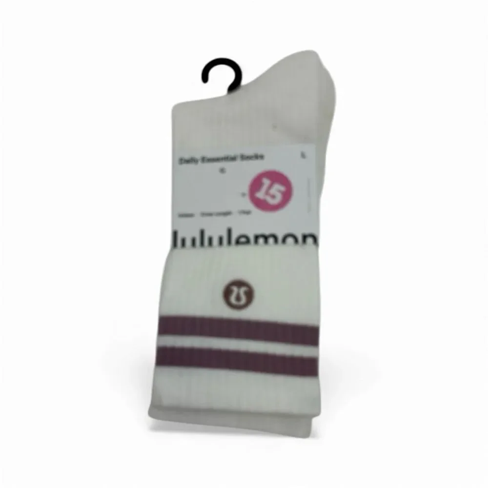 Lululemon NWT Daily Essential Socks in White and Mauve Size L